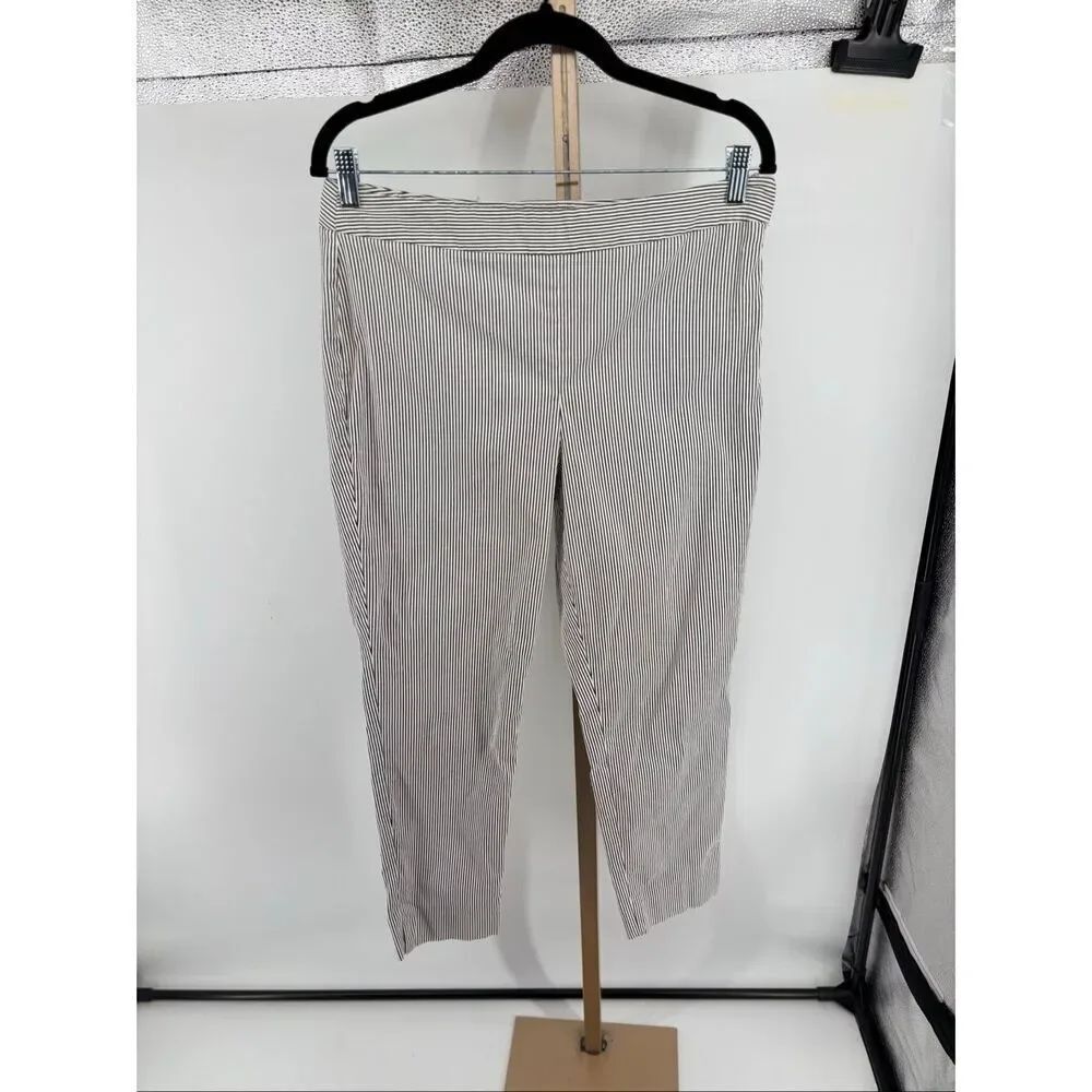 Talbots Chatham Ankle Pants Pinstripe Size 8P Black White